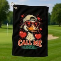 Call Me Duck Hunting ValentineS Day Mallard Duck Golf Towel thumb 1