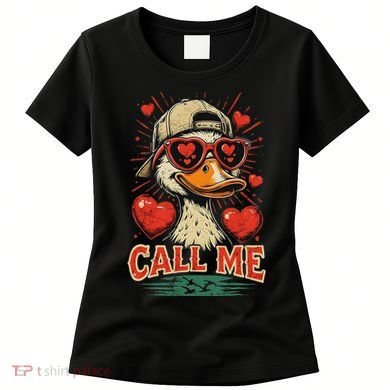 Call Me Duck Hunting ValentineS Day Mallard Duck Women's T-Shirt
