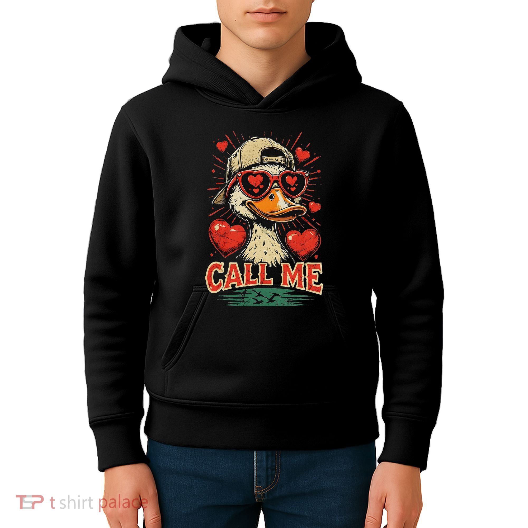 Call Me Duck Hunting ValentineS Day Mallard Duck Kids Hoodie