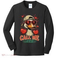 Call Me Duck Hunting ValentineS Day Mallard Duck Kids Long Sleeve Shirt thumb 0