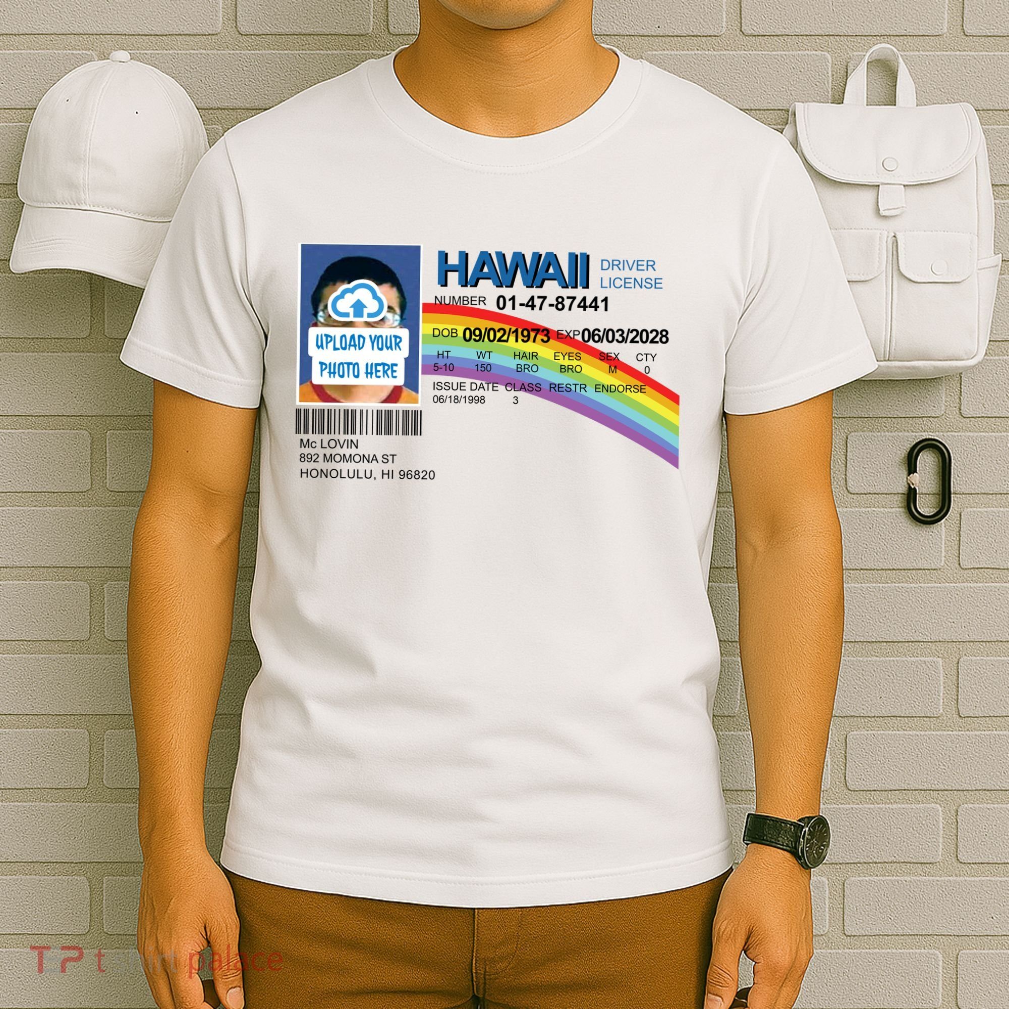 Custom Mclovin Driver License Upload Photo T-Shirt