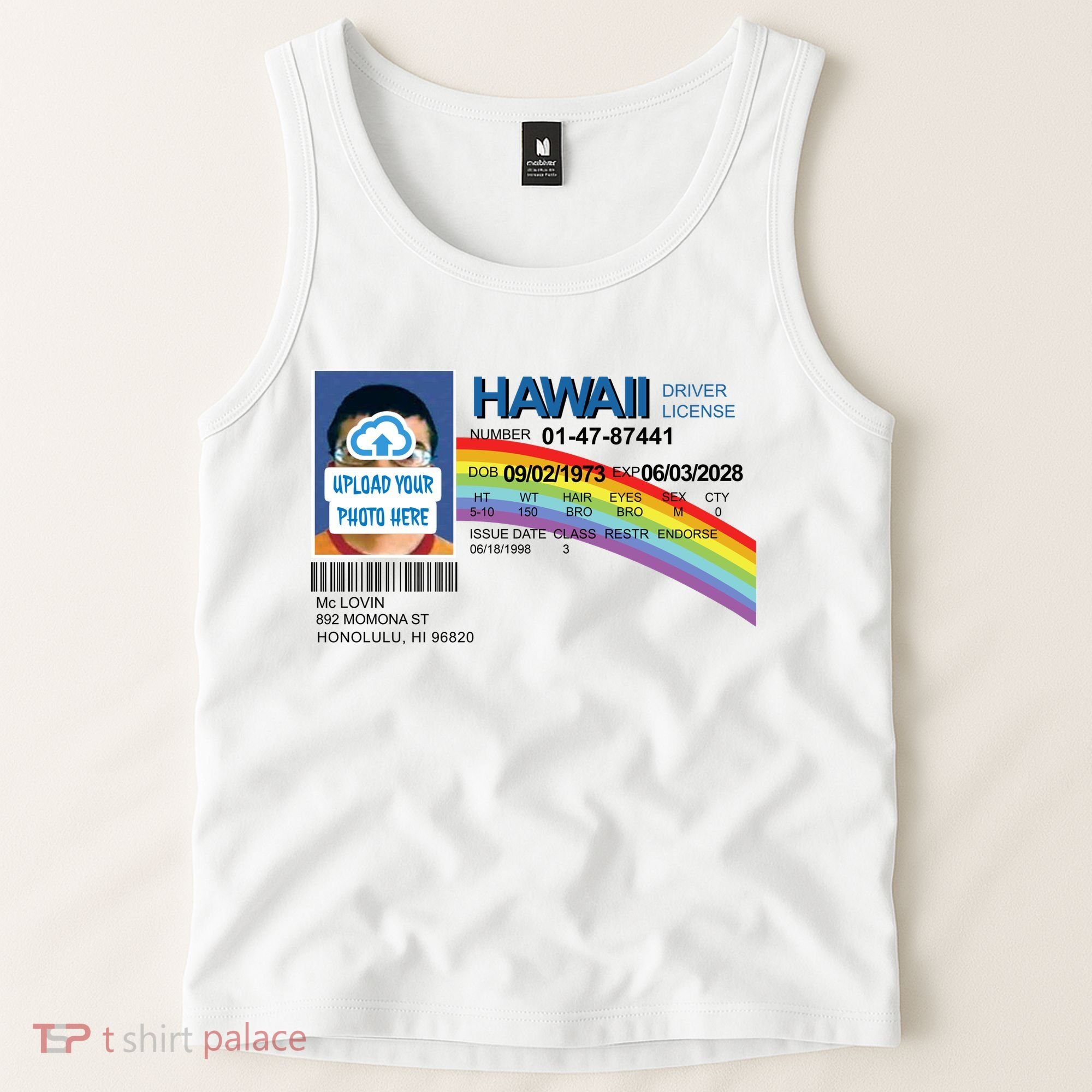 Custom Mclovin Driver License Upload Photo Tank Top