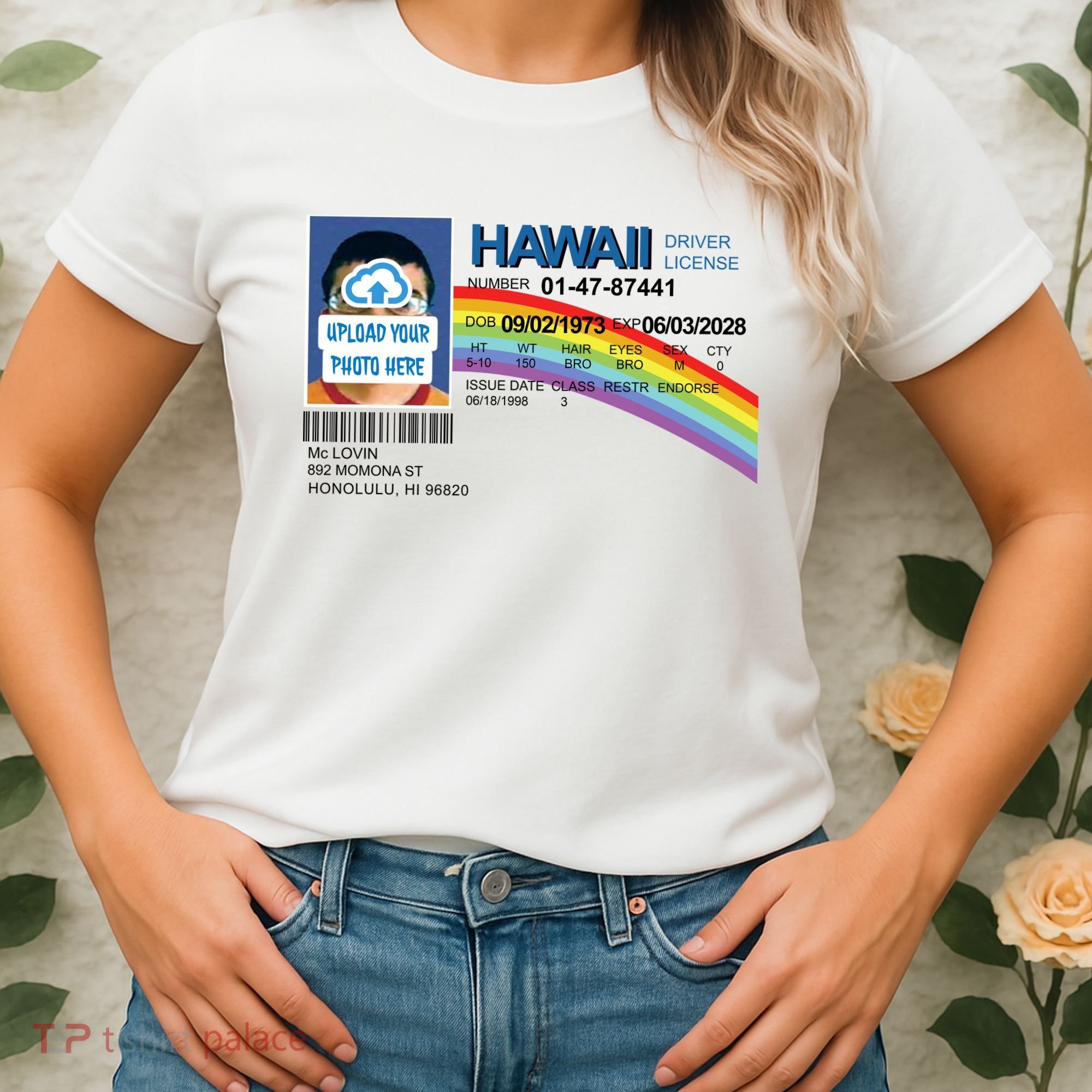 Custom Mclovin Driver License Upload Photo Women's T-Shirt