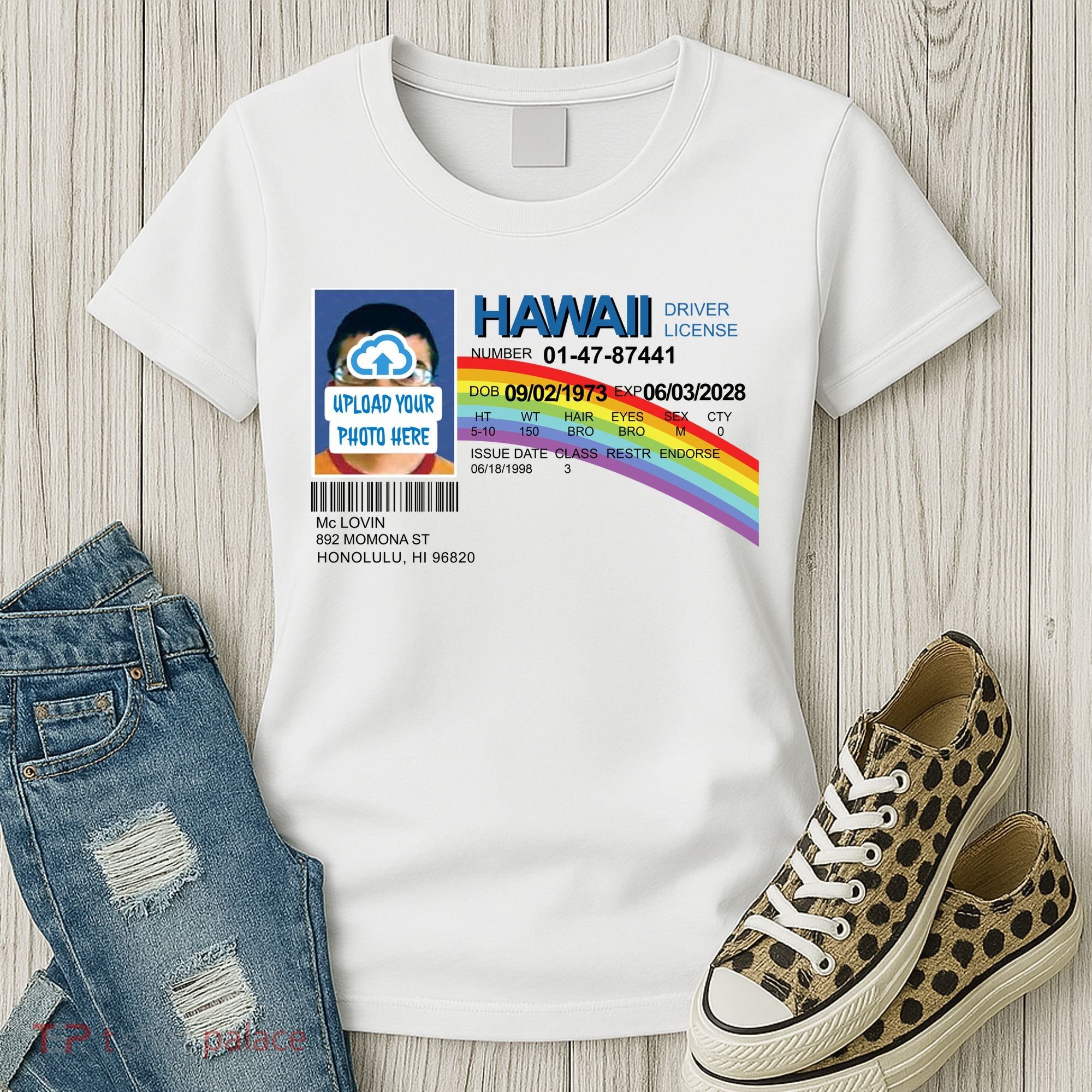 Custom Mclovin Driver License Upload Photo Women's T-Shirt