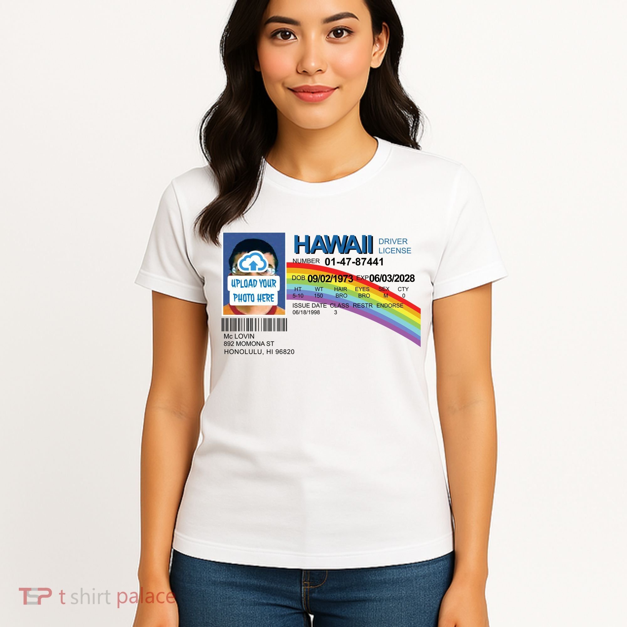 Custom Mclovin Driver License Upload Photo Women's T-Shirt