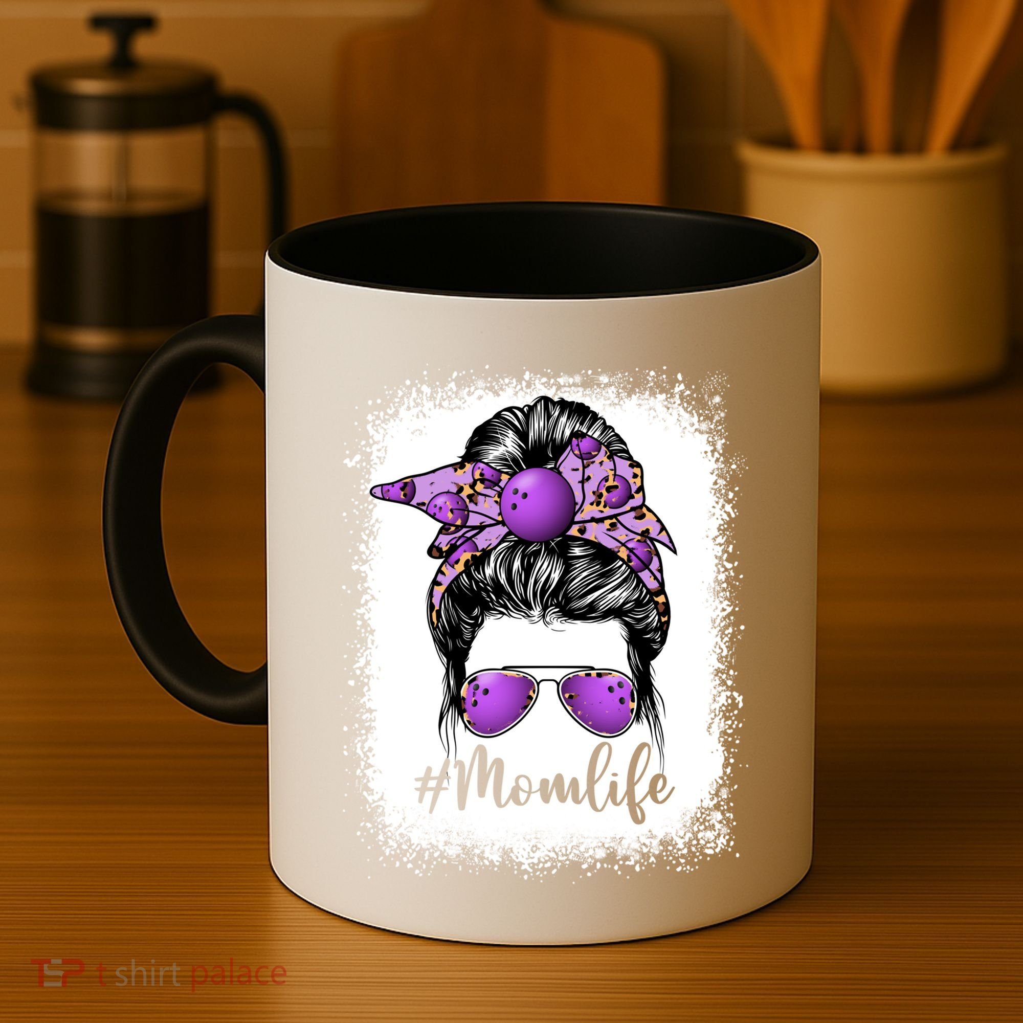 Cute Mother's Day Bowling Mom Life Messy Bun Game Day Gift Coffee Mug