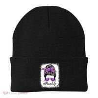 Cute Mother's Day Bowling Mom Life Messy Bun Game Day Gift Beanie thumb 0