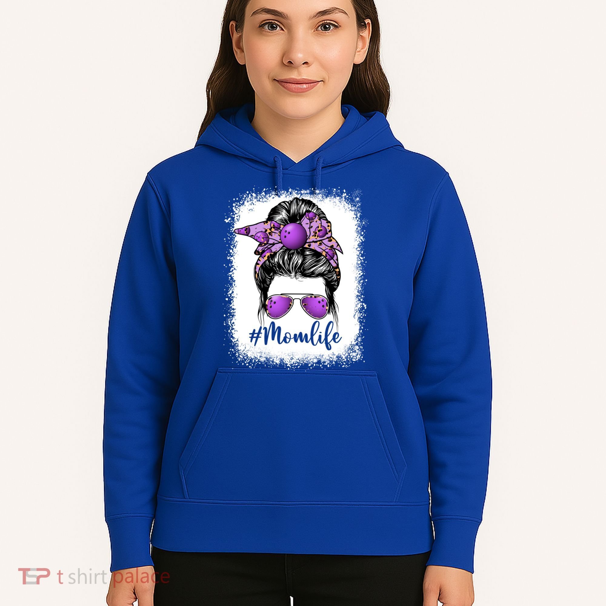 Cute Mother's Day Bowling Mom Life Messy Bun Game Day Gift Hoodie
