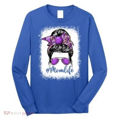 Cute Mother's Day Bowling Mom Life Messy Bun Game Day Gift Long Sleeve Shirt