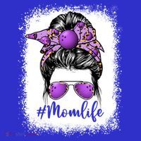 Cute Mother's Day Bowling Mom Life Messy Bun Game Day Gift Long Sleeve Shirt thumb 2