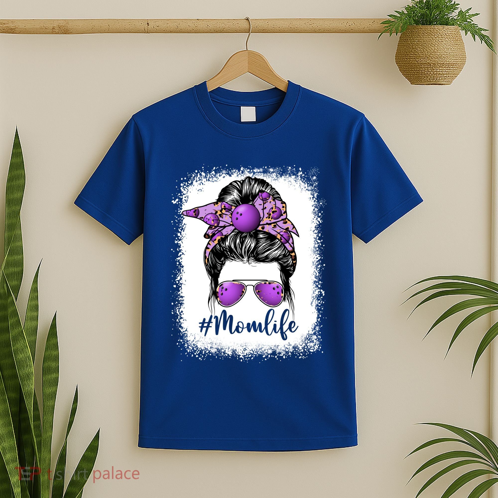Cute Mother's Day Bowling Mom Life Messy Bun Game Day Gift T-Shirt
