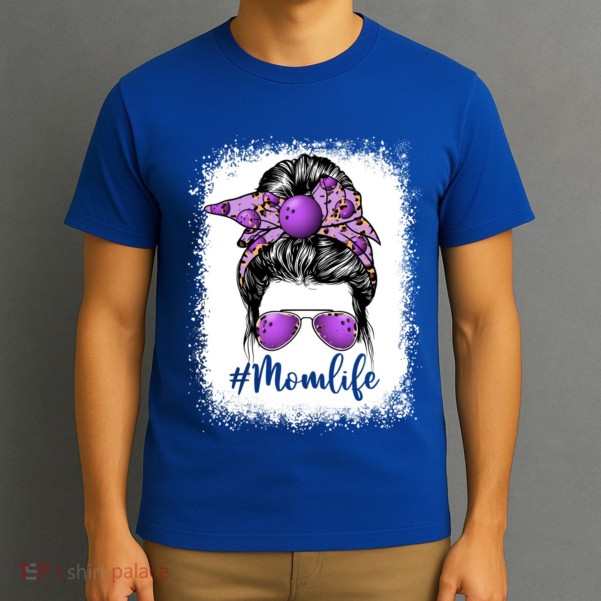 Cute Mother's Day Bowling Mom Life Messy Bun Game Day Gift T-Shirt