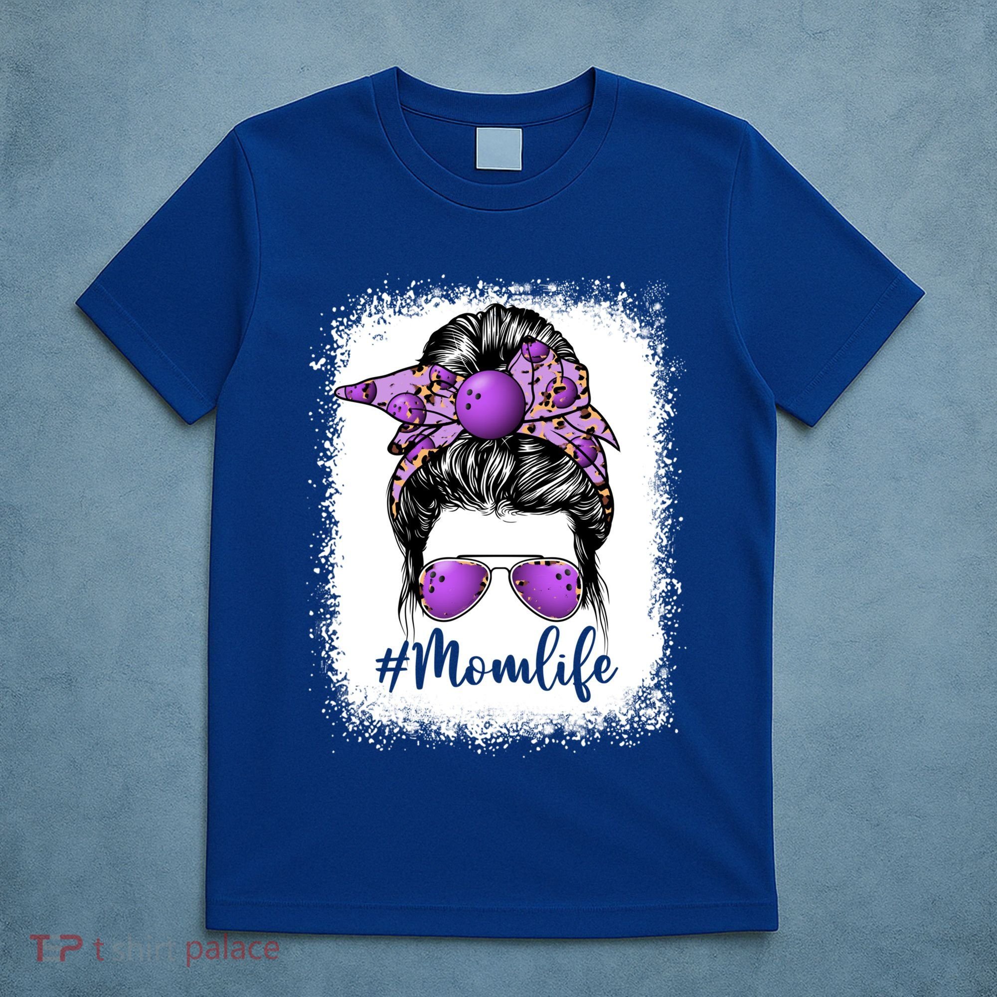Cute Mother's Day Bowling Mom Life Messy Bun Game Day Gift T-Shirt