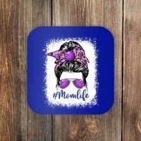 Cute Mother's Day Bowling Mom Life Messy Bun Game Day Gift Coaster thumb 0