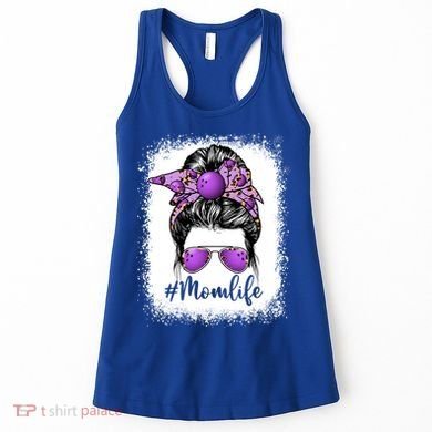 Cute Mother's Day Bowling Mom Life Messy Bun Game Day Gift Women's Tank Top