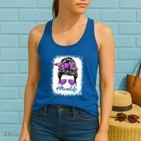 Cute Mother's Day Bowling Mom Life Messy Bun Game Day Gift Women's Tank Top thumb 2