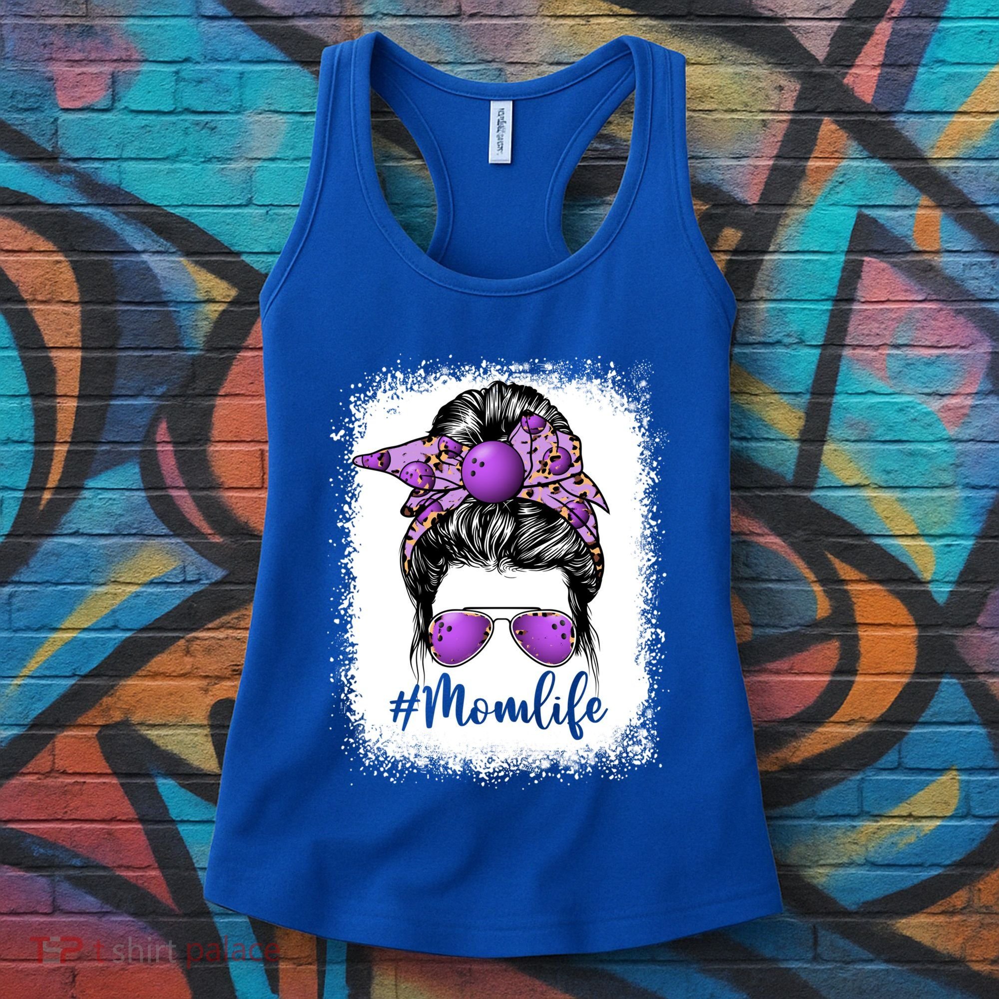Cute Mother's Day Bowling Mom Life Messy Bun Game Day Gift Women's Tank Top