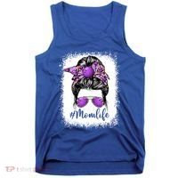 Cute Mother's Day Bowling Mom Life Messy Bun Game Day Gift Tank Top thumb 0