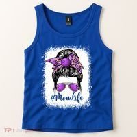 Cute Mother's Day Bowling Mom Life Messy Bun Game Day Gift Tank Top thumb 2