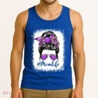 Cute Mother's Day Bowling Mom Life Messy Bun Game Day Gift Tank Top thumb 3