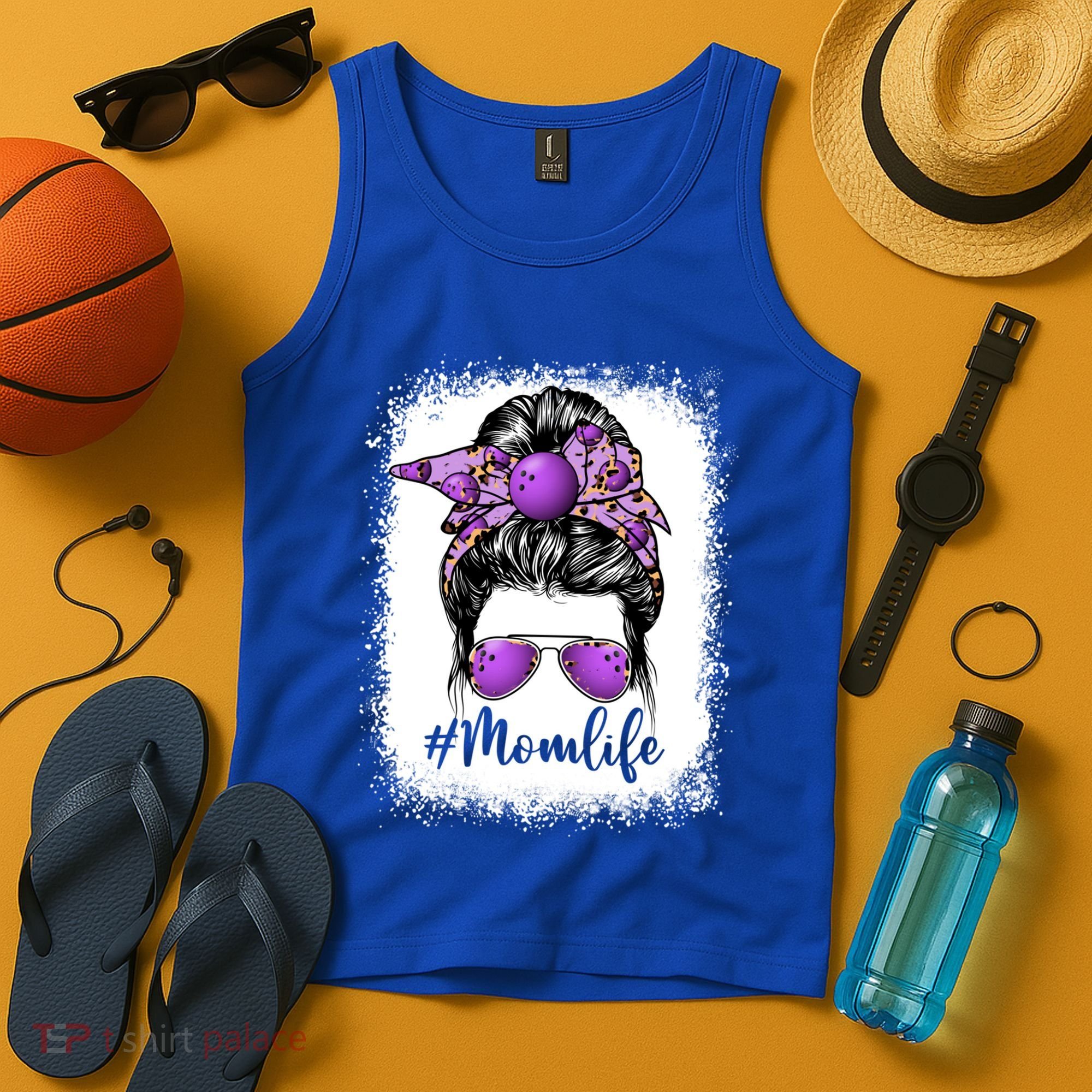 Cute Mother's Day Bowling Mom Life Messy Bun Game Day Gift Tank Top