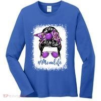 Cute Mother's Day Bowling Mom Life Messy Bun Game Day Gift Women's Long Sleeve Shirt thumb 0