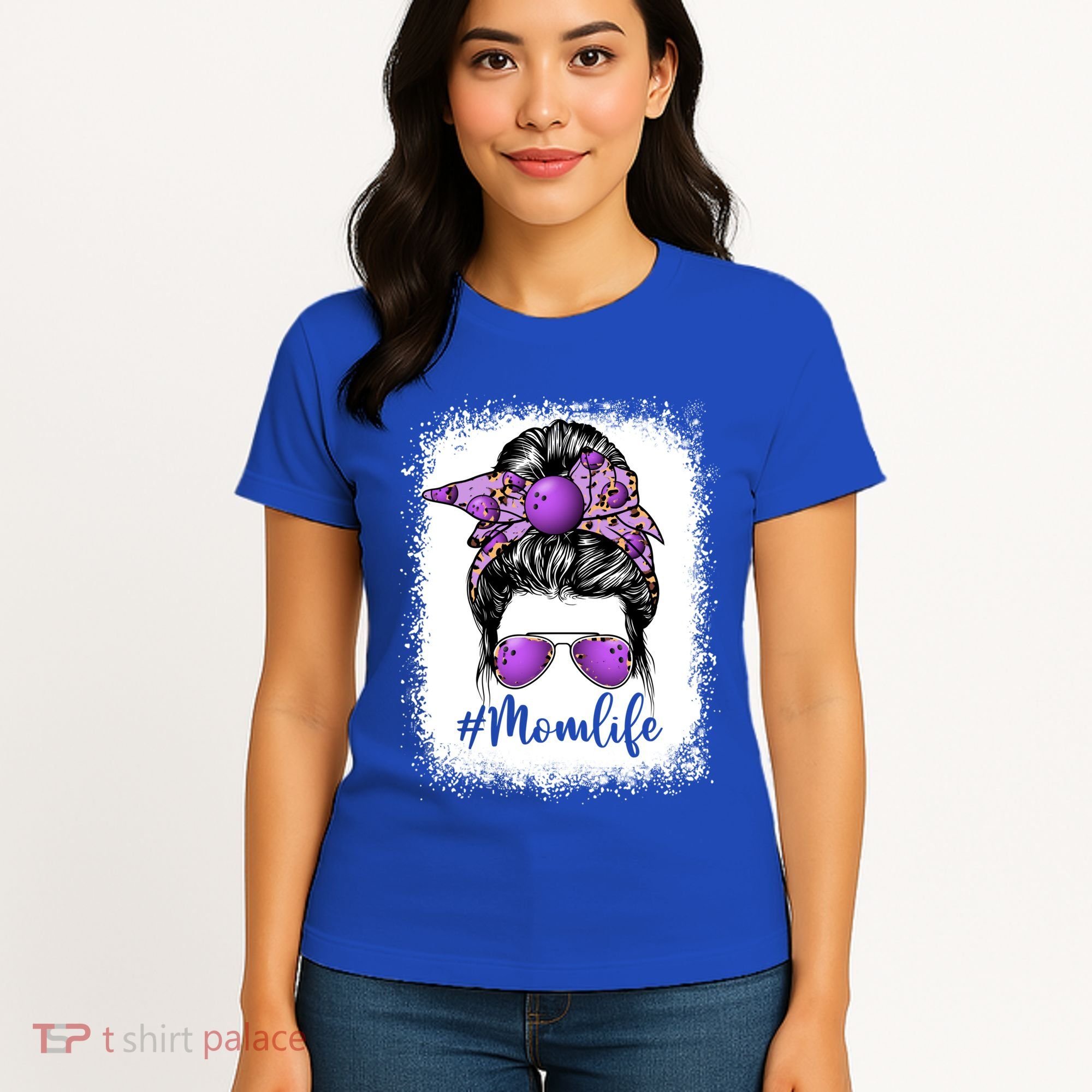 Cute Mother's Day Bowling Mom Life Messy Bun Game Day Gift Women's T-Shirt