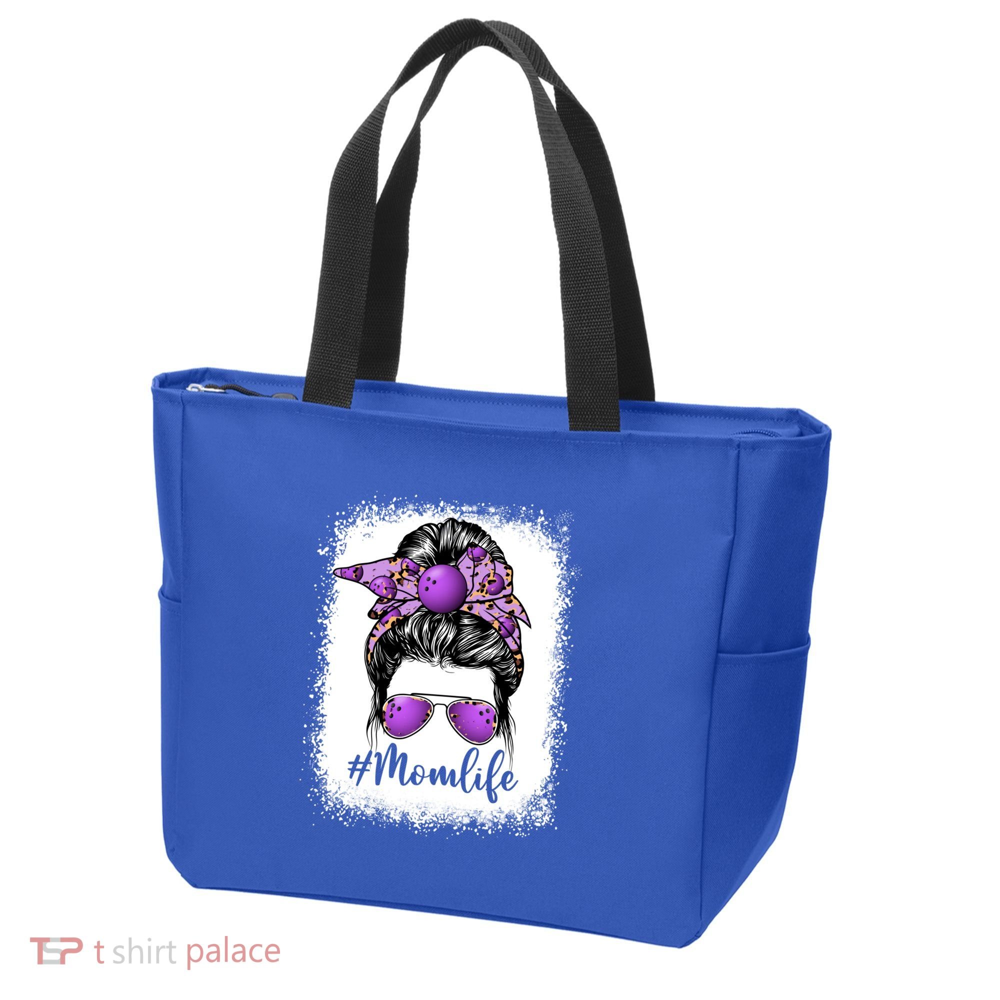 Cute Mother's Day Bowling Mom Life Messy Bun Game Day Gift Tote Bag