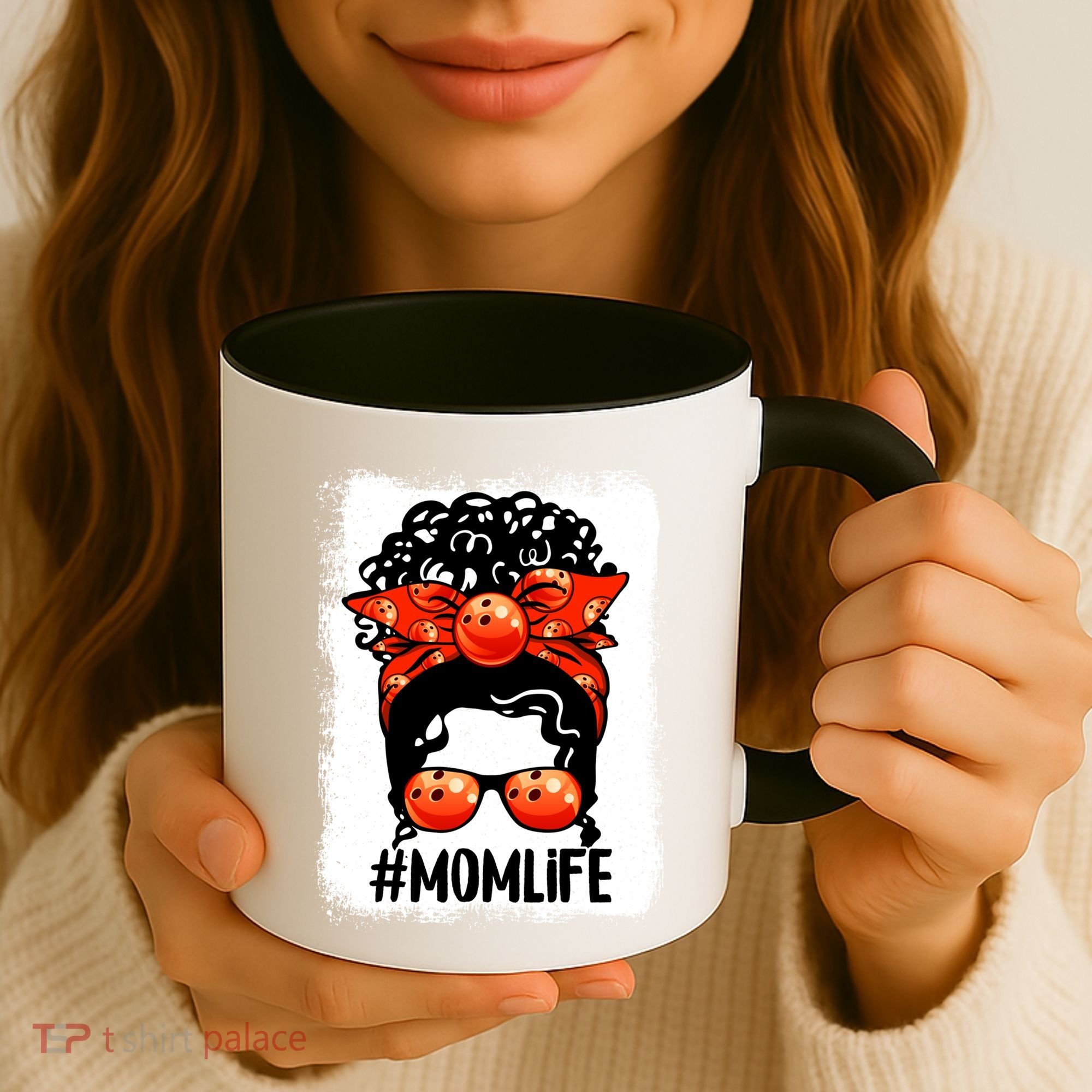 Cute Mother's Day Messy Bun Bowling Mom Sport Lover Gift Coffee Mug