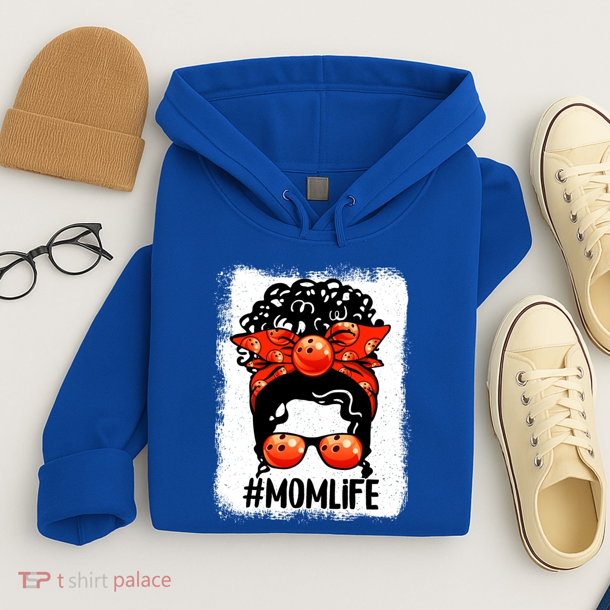 Cute Mother's Day Messy Bun Bowling Mom Sport Lover Gift Hoodie
