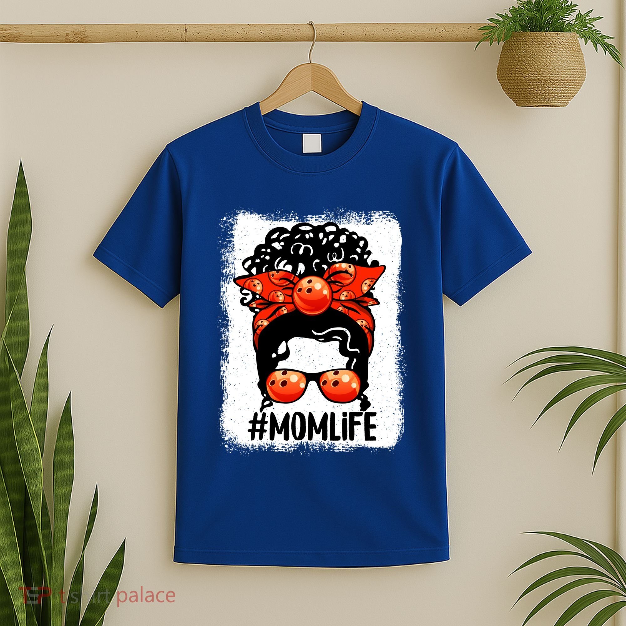Cute Mother's Day Messy Bun Bowling Mom Sport Lover Gift T-Shirt