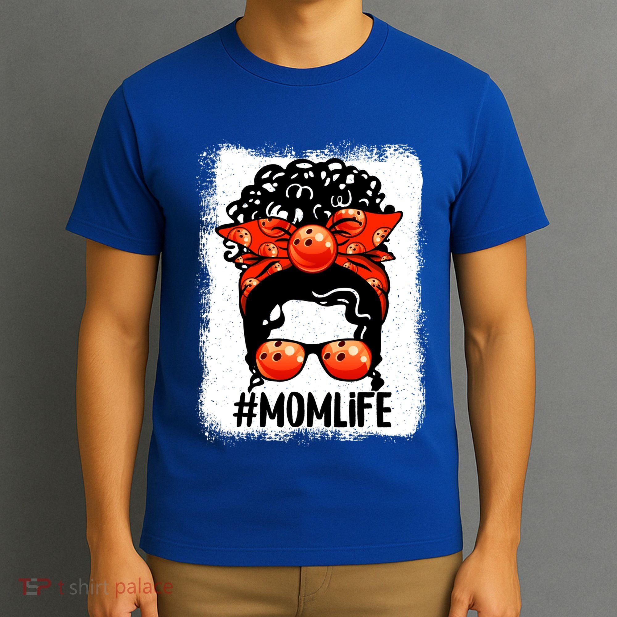 Cute Mother's Day Messy Bun Bowling Mom Sport Lover Gift T-Shirt