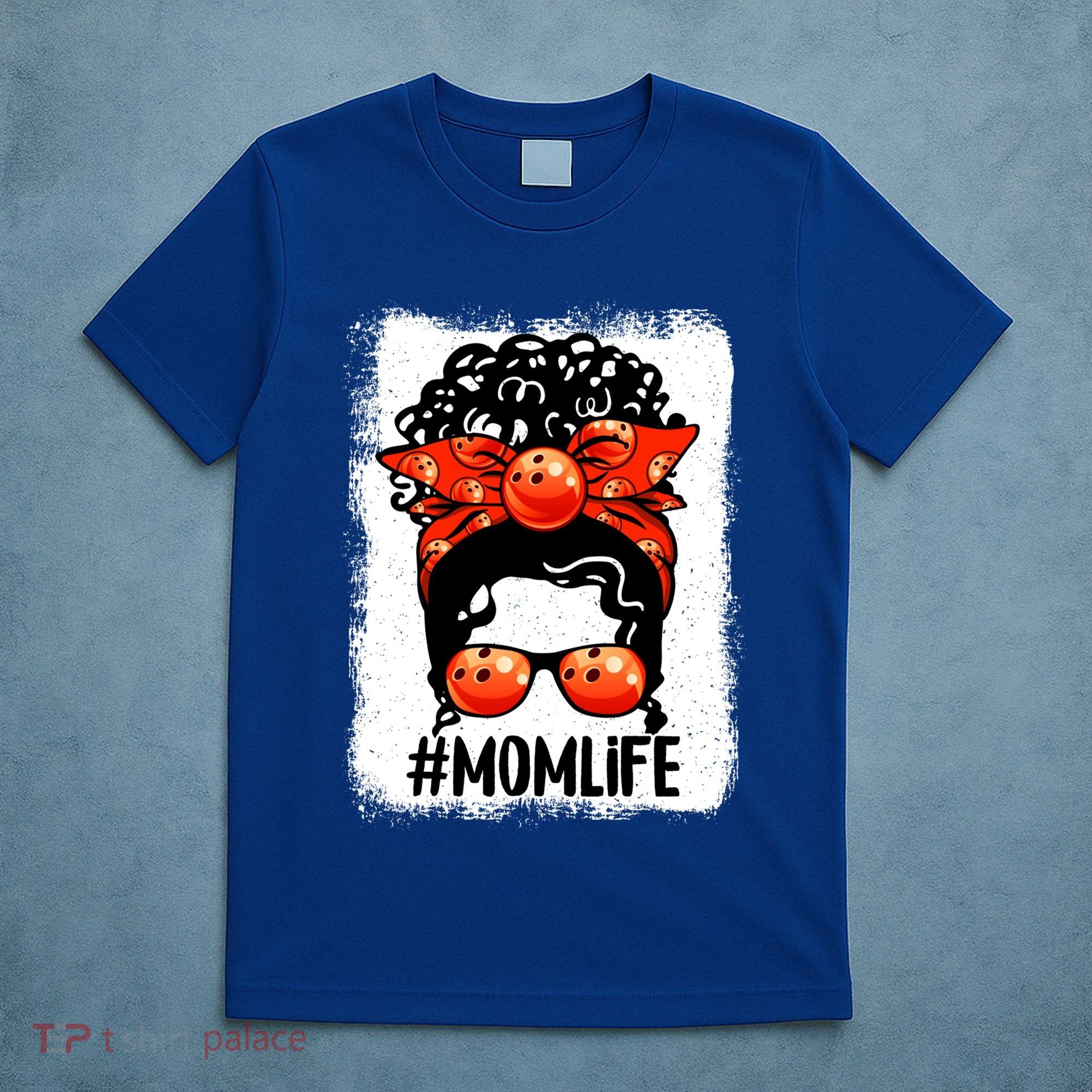 Cute Mother's Day Messy Bun Bowling Mom Sport Lover Gift T-Shirt