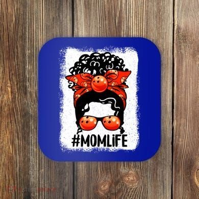 Cute Mother's Day Messy Bun Bowling Mom Sport Lover Gift Coaster