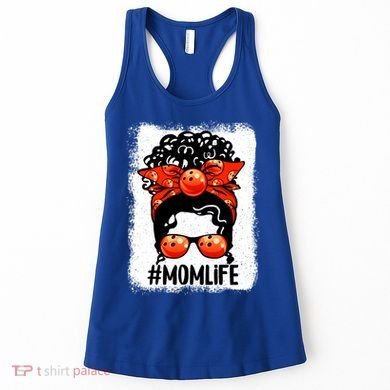 Cute Mother's Day Messy Bun Bowling Mom Sport Lover Gift Women's Tank Top
