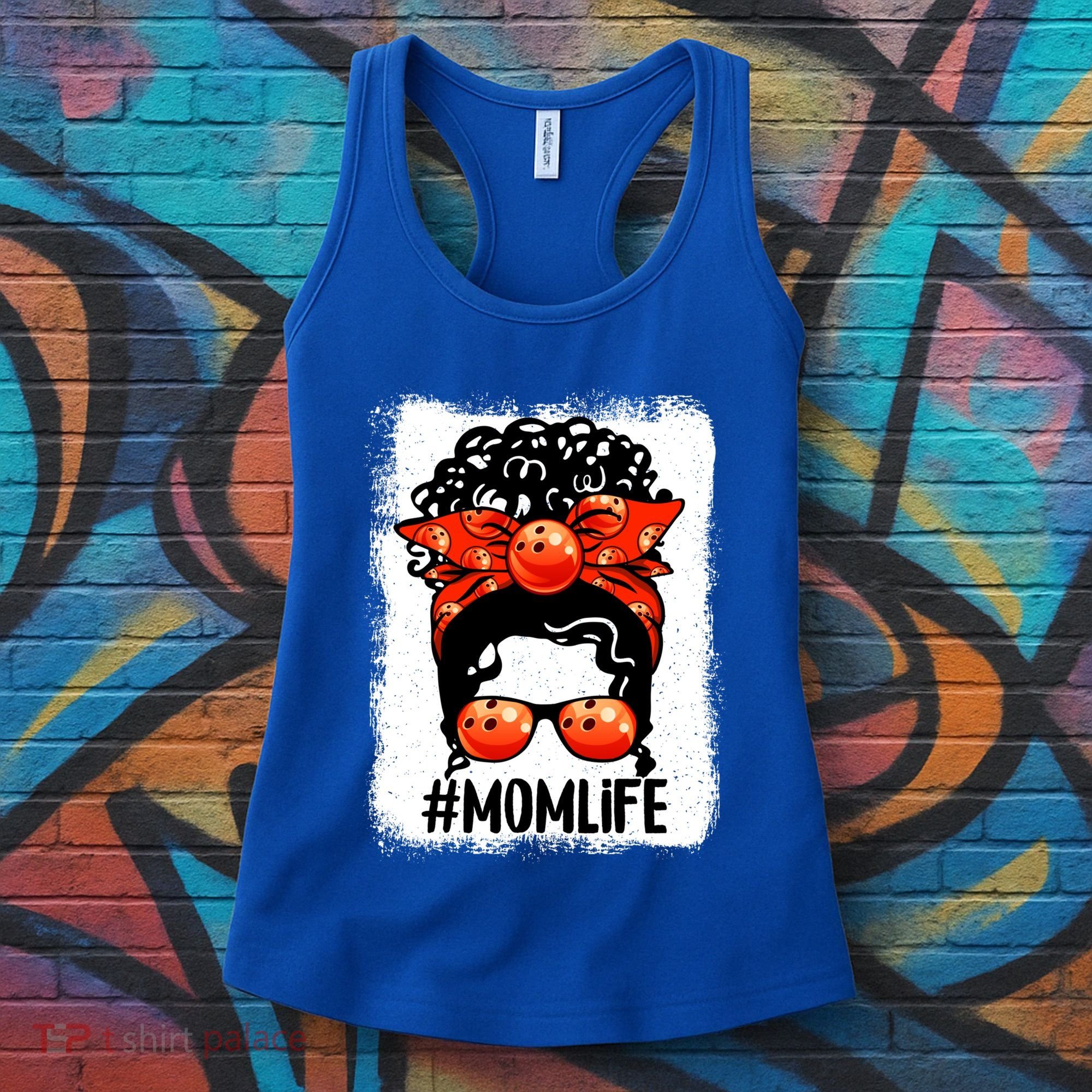 Cute Mother's Day Messy Bun Bowling Mom Sport Lover Gift Women's Tank Top