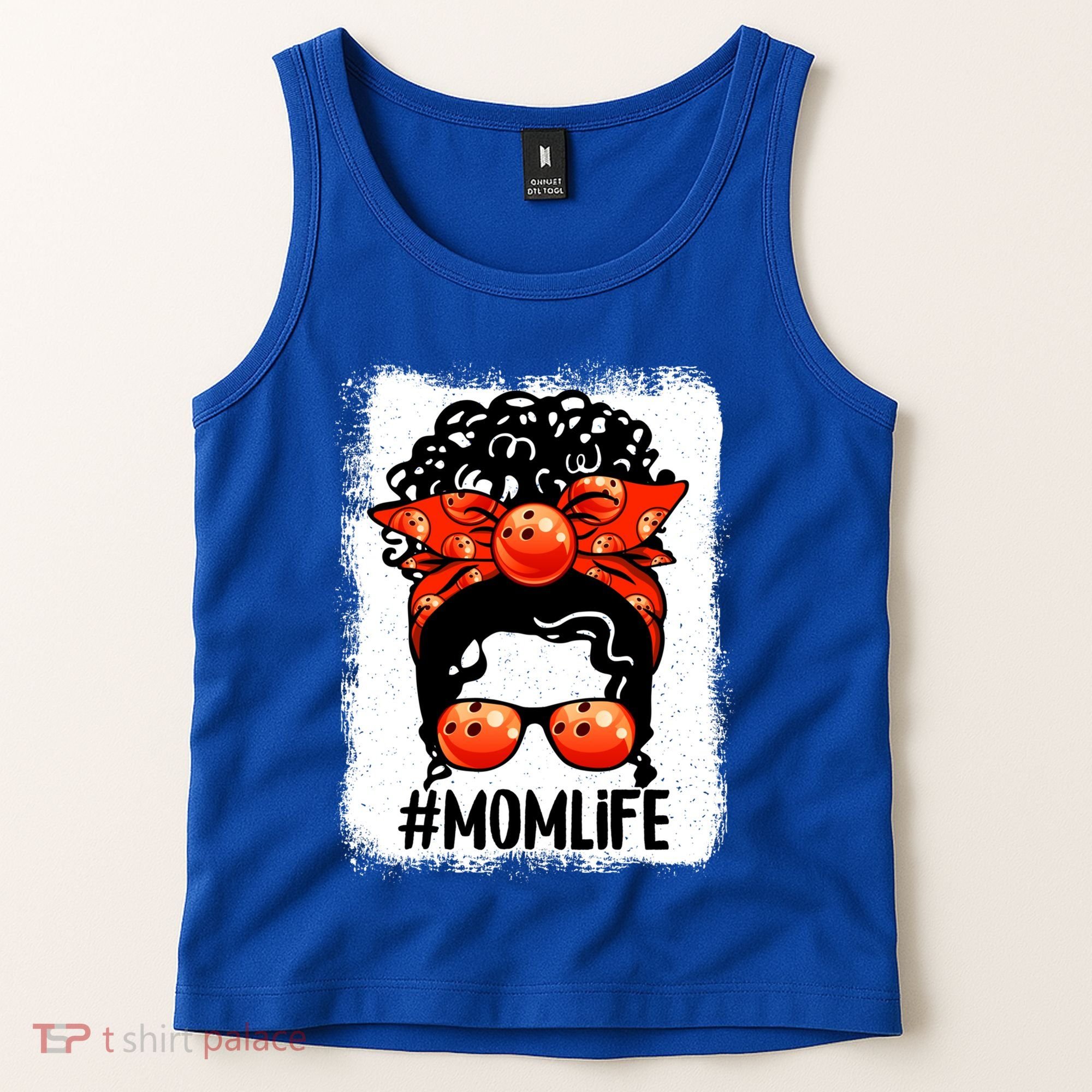 Cute Mother's Day Messy Bun Bowling Mom Sport Lover Gift Tank Top