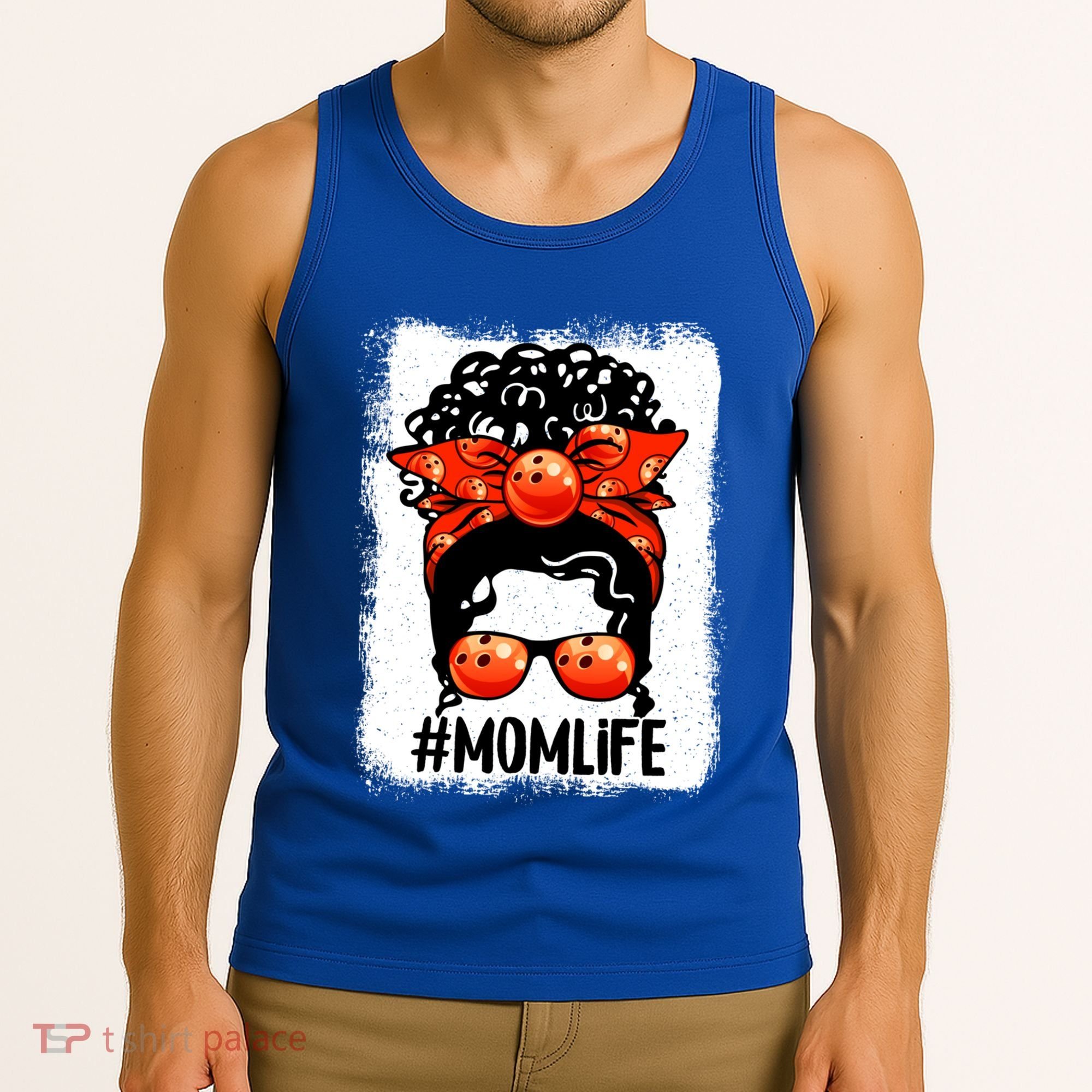 Cute Mother's Day Messy Bun Bowling Mom Sport Lover Gift Tank Top
