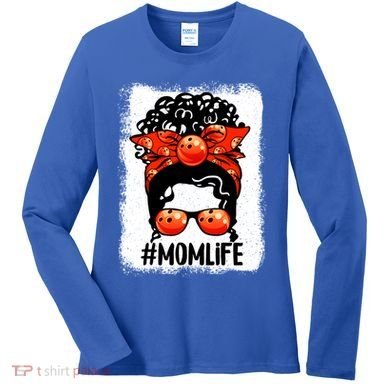 Cute Mother's Day Messy Bun Bowling Mom Sport Lover Gift Women's Long Sleeve Shirt