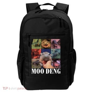 Colorful Moo Deng Retro Photo Hippo Backpack