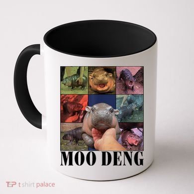 Colorful Moo Deng Retro Photo Hippo Coffee Mug