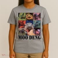 Colorful Moo Deng Retro Photo Hippo T-Shirt thumb 4