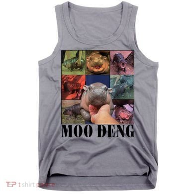 Colorful Moo Deng Retro Photo Hippo Tank Top