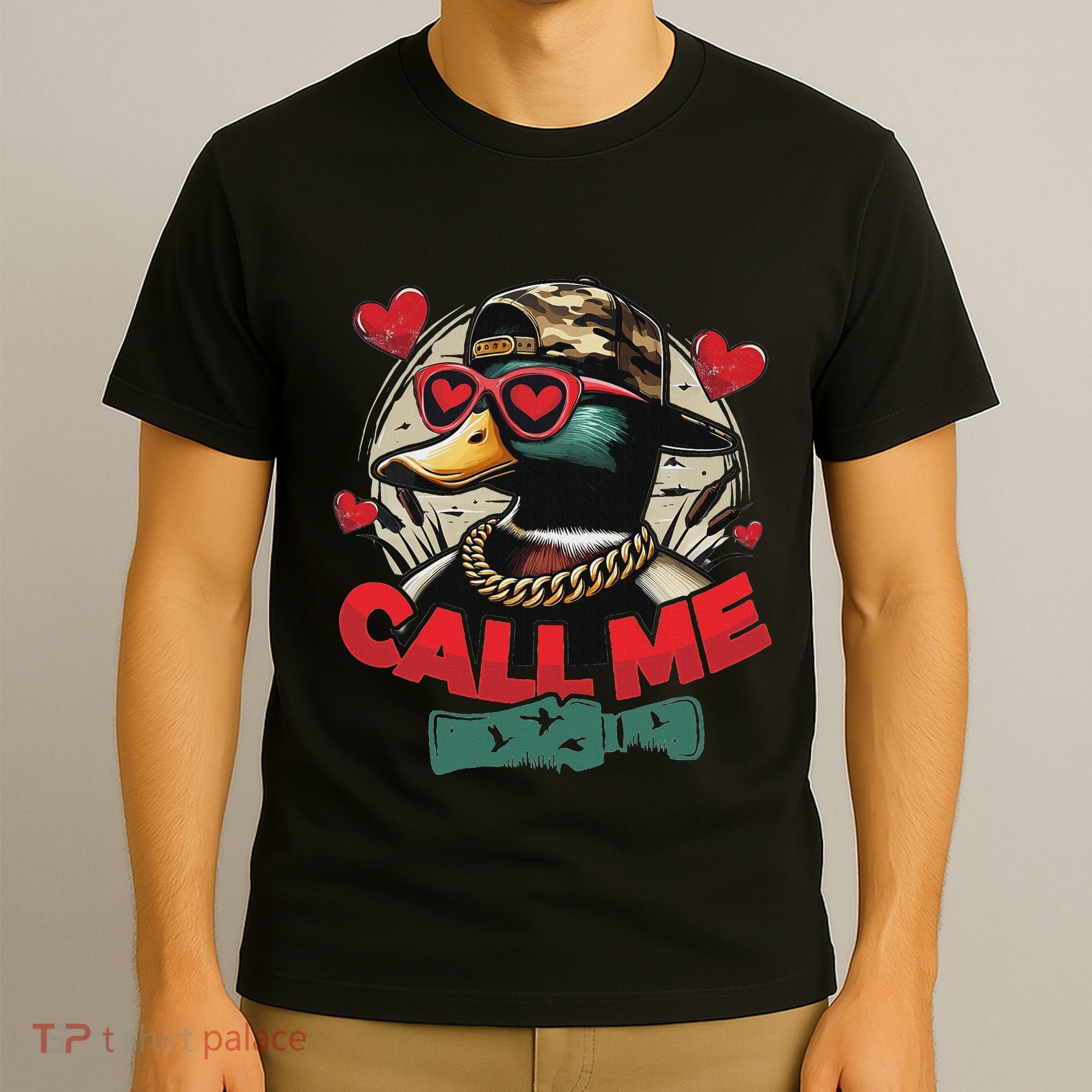 Call Me Duck Hunting Retro ValentineS Day T-Shirt