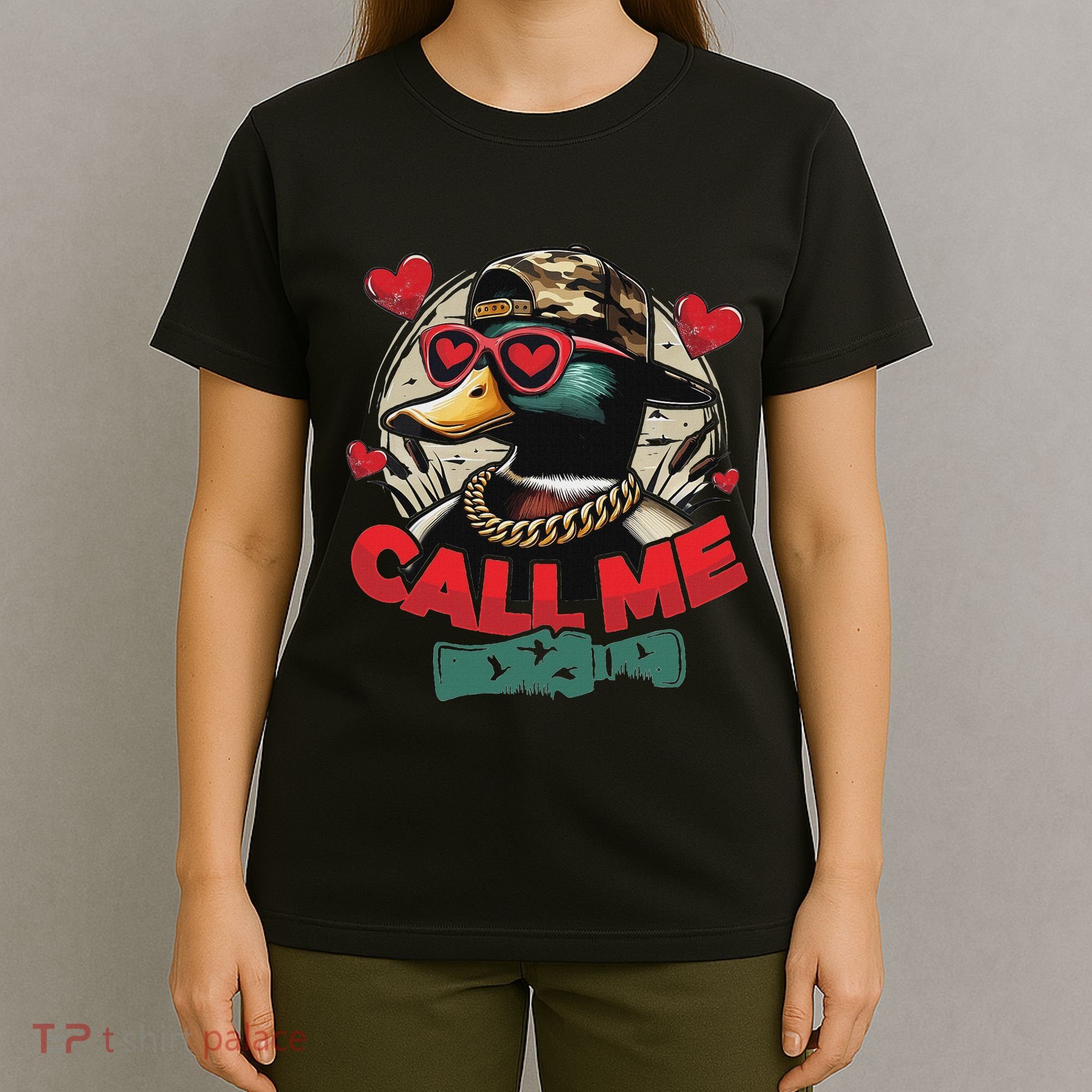 Call Me Duck Hunting Retro ValentineS Day T-Shirt