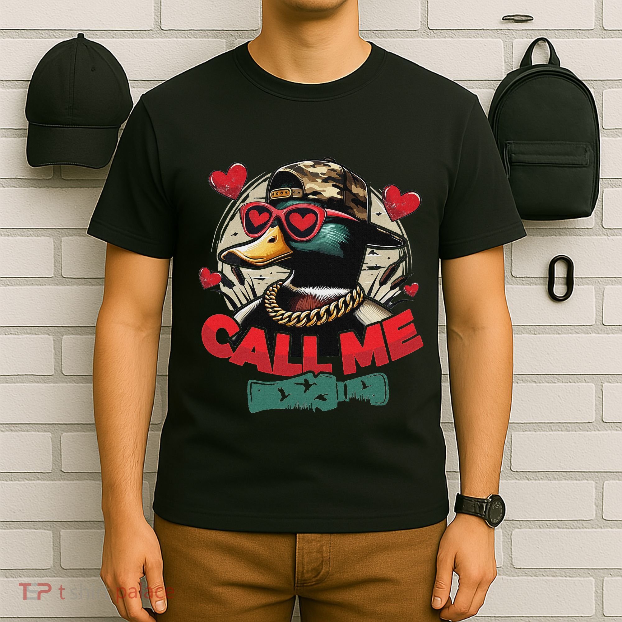 Call Me Duck Hunting Retro ValentineS Day T-Shirt