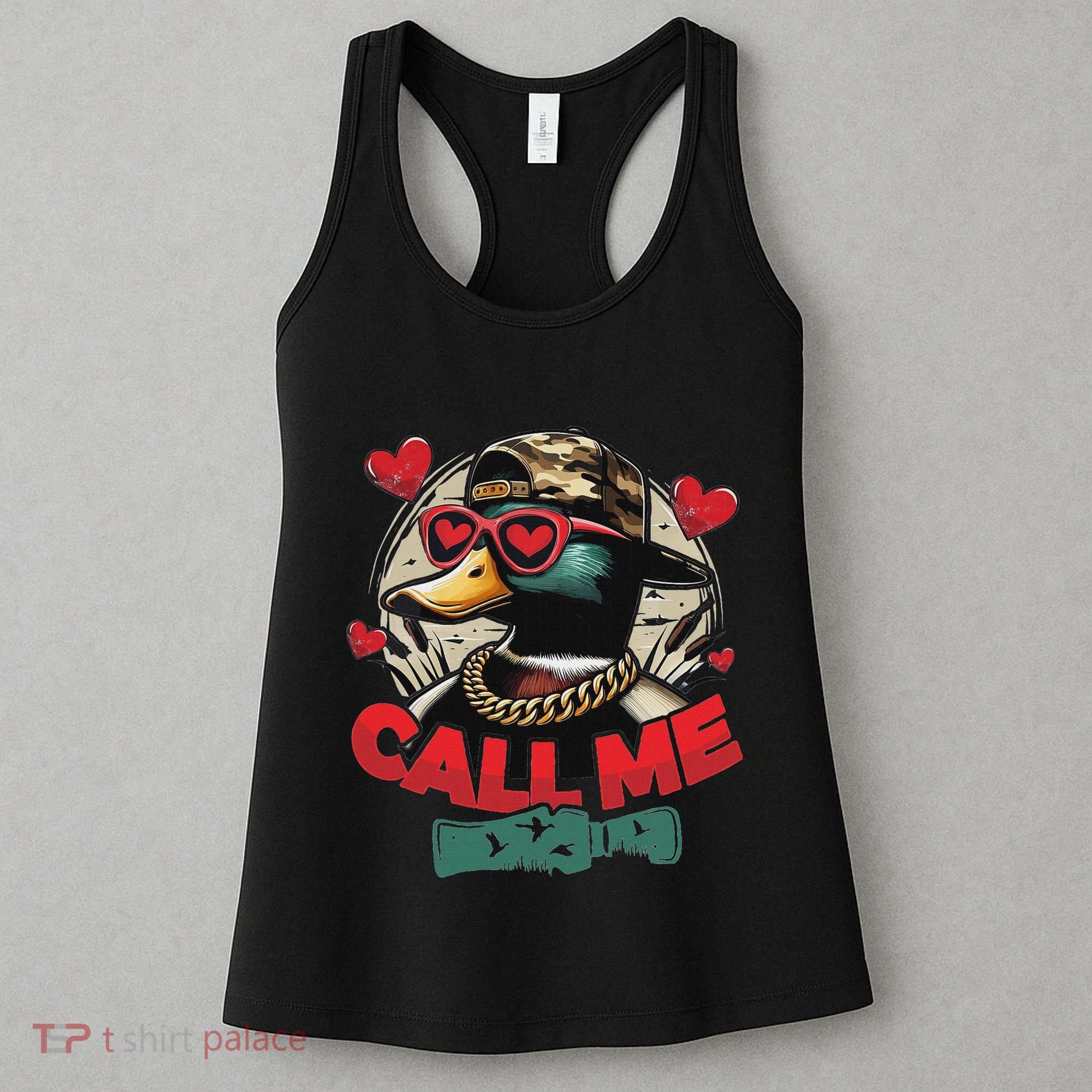 Call Me Duck Hunting Retro ValentineS Day Women's Tank Top