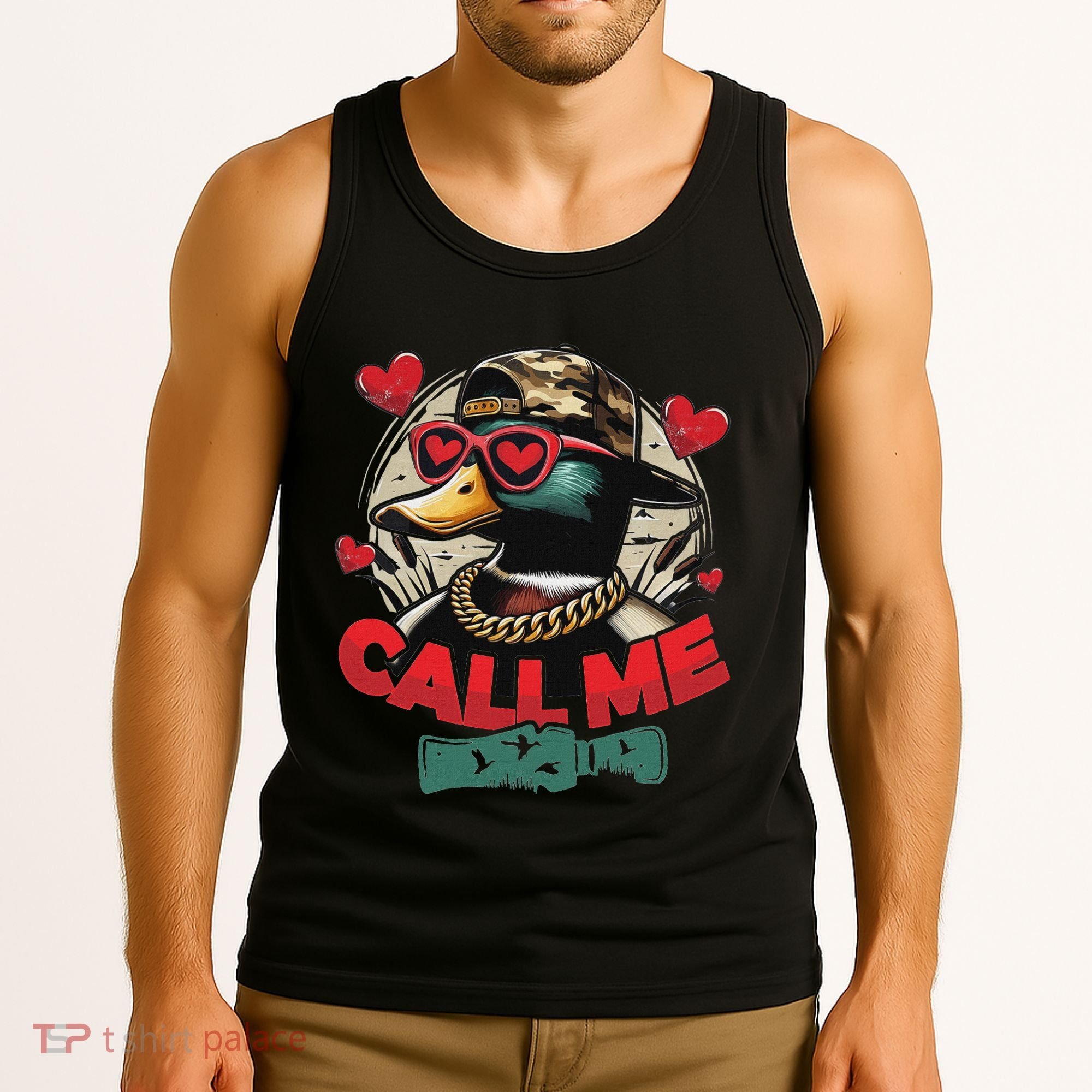Call Me Duck Hunting Retro ValentineS Day Tank Top