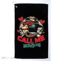 Call Me Duck Hunting Retro ValentineS Day Golf Towel thumb 0