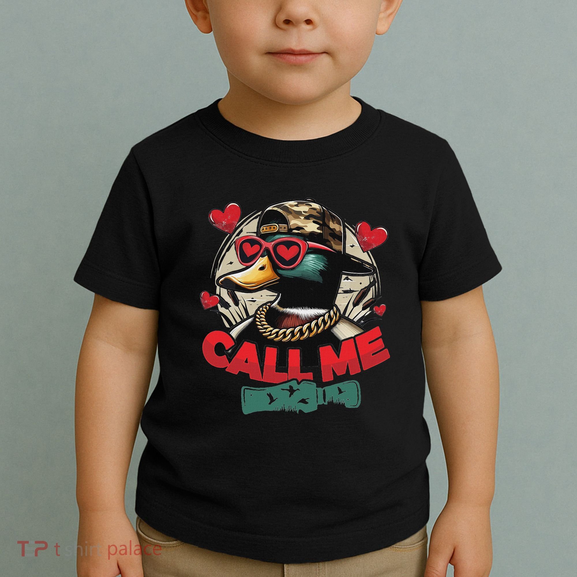Call Me Duck Hunting Retro ValentineS Day Toddler T-Shirt